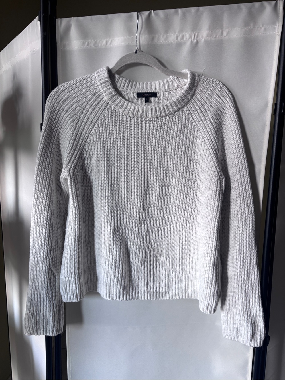 Quince Cream Ribbed Crewneck Sweater